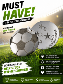 Fussball WM Silber Ketten Anhänger