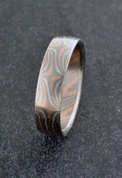 Mokume Gane Wabi Sabi Sterne Ring in Rotgold Palladium Silber