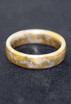 Mokume Gane Wabi Sabi  Gold Silber schmaler Ring
