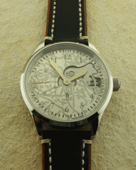 Mokume Gane Uhr mit Wabi Sabi Zifferblatt