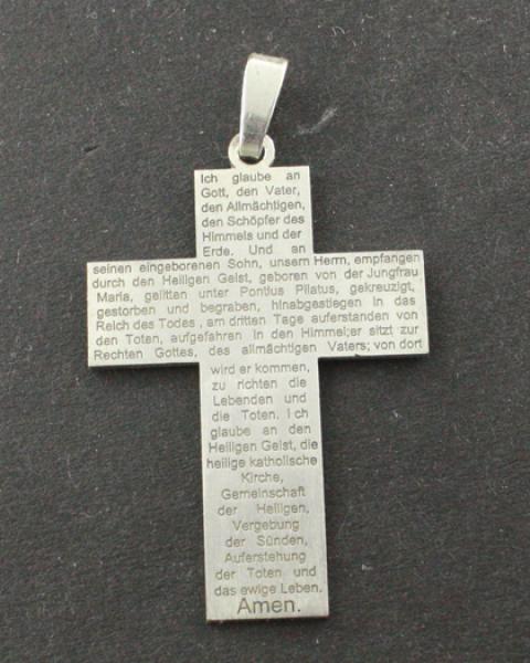 925 Silber Kreuz Anhänger mit apostolischen Glaubensbekenntnis